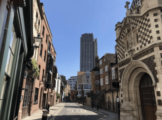 london old streets and church