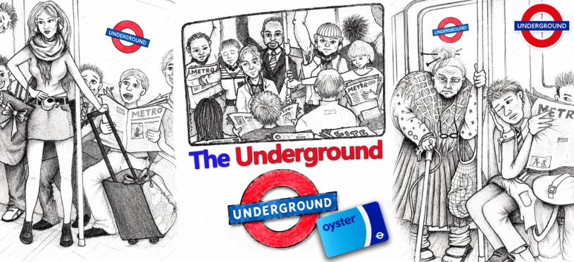 DRAWINGS MIND THE GAP - NEW TUBE STATION LONDON