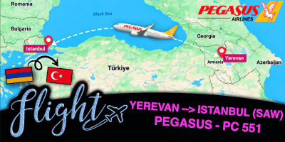 FLIGHT - PEGASUS YEREVAN TO ISTANBUL PC551 PEGASUS