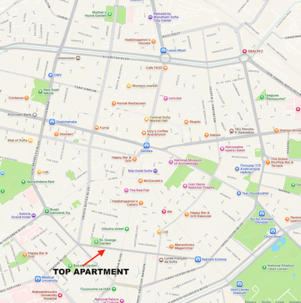 MAP - SOFIA TOP APARTMENT BOOKING.COM