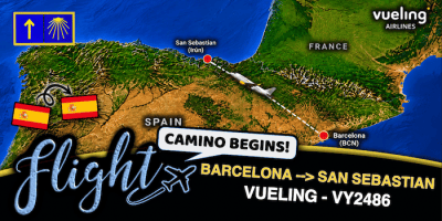 FLIGHT - VUELING - BARCELONA TO SAN SEBASTIAN - NEW CAMINO